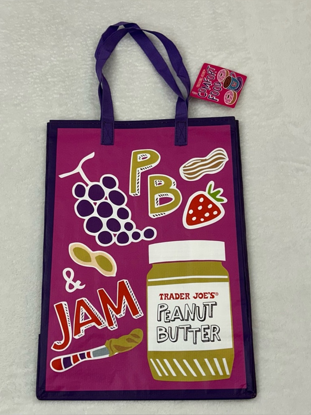 Trader Joe's Comfort Foods 6 Gallon Reusable Grocery Tote Bag Limited Edition